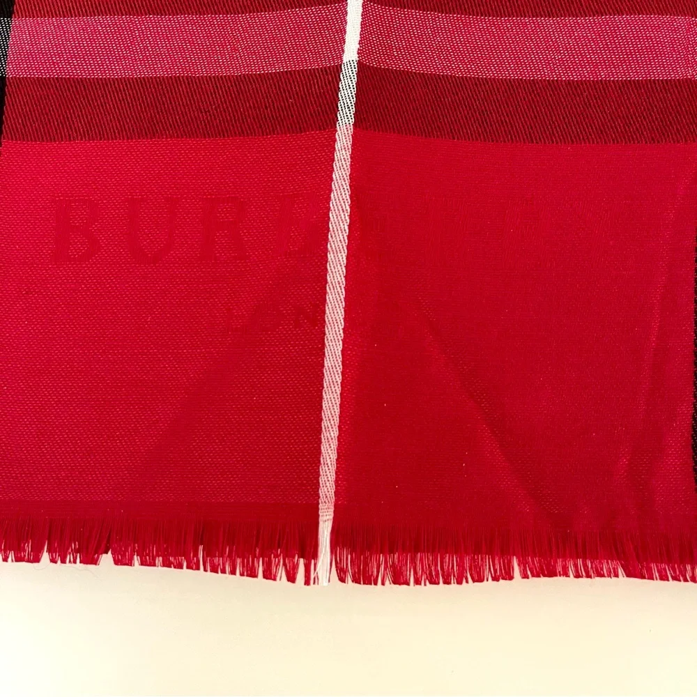 Red Plaid Nova Check Men's Burb*rry Style Red Scarf